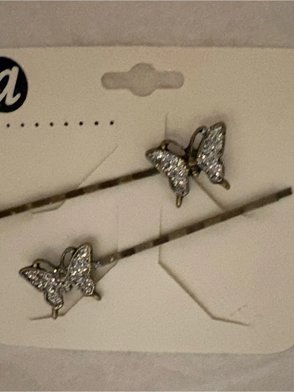 Crystal Butterfly Hair Pins - Silver